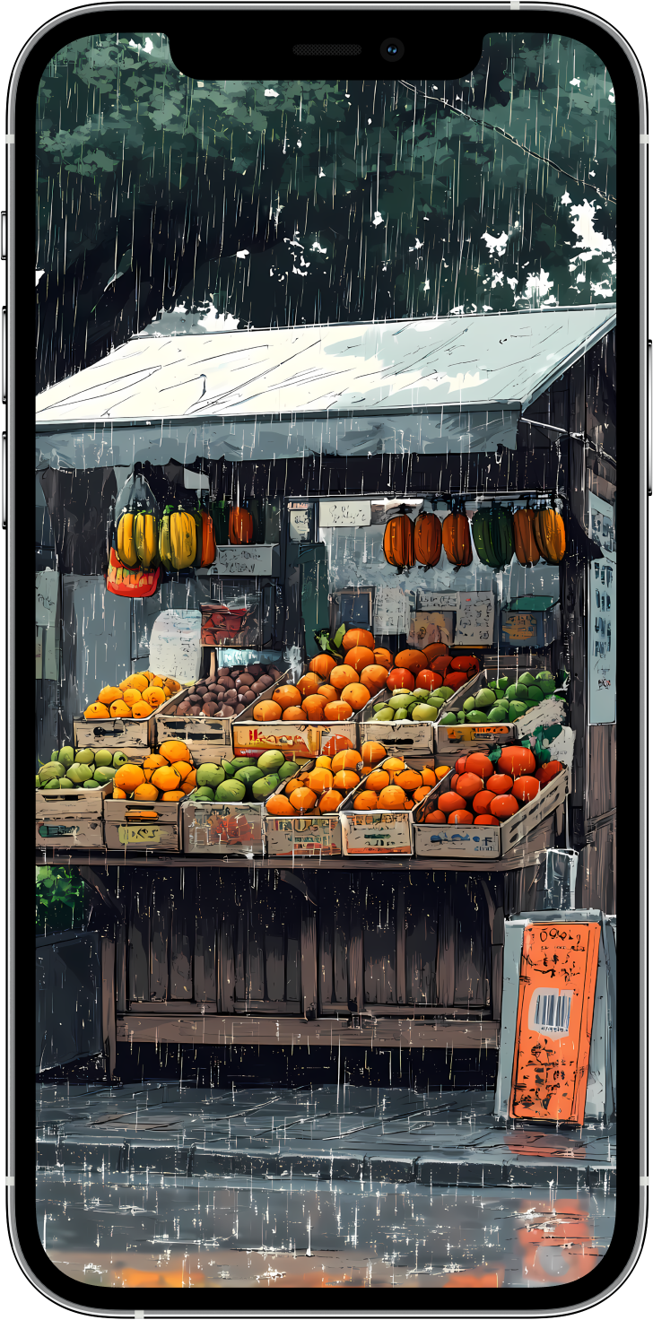 Fruit Stand in Rain