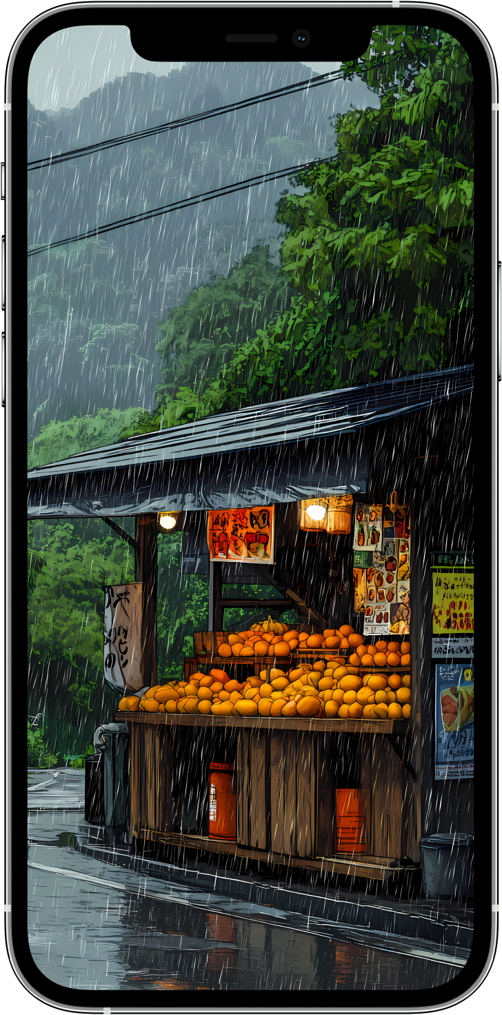 Rainy Roadside Fruit Stand